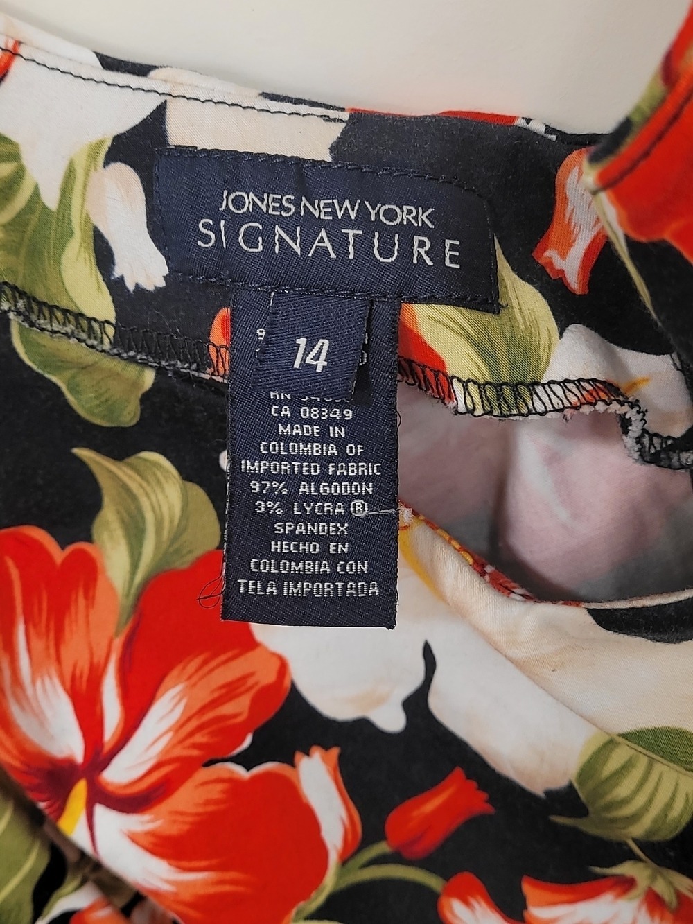 Jones New York Black Floral Dress with Red & White Blooms - Picture 3 of 5